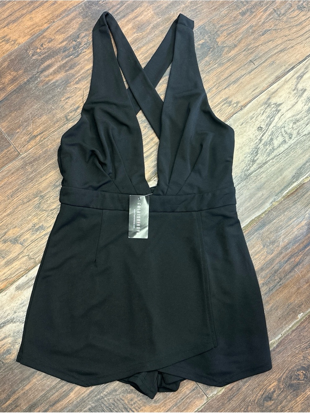 NWT Fashion Nova Rhonda Wrap Romper Black Size M - Picture 3 of 12
